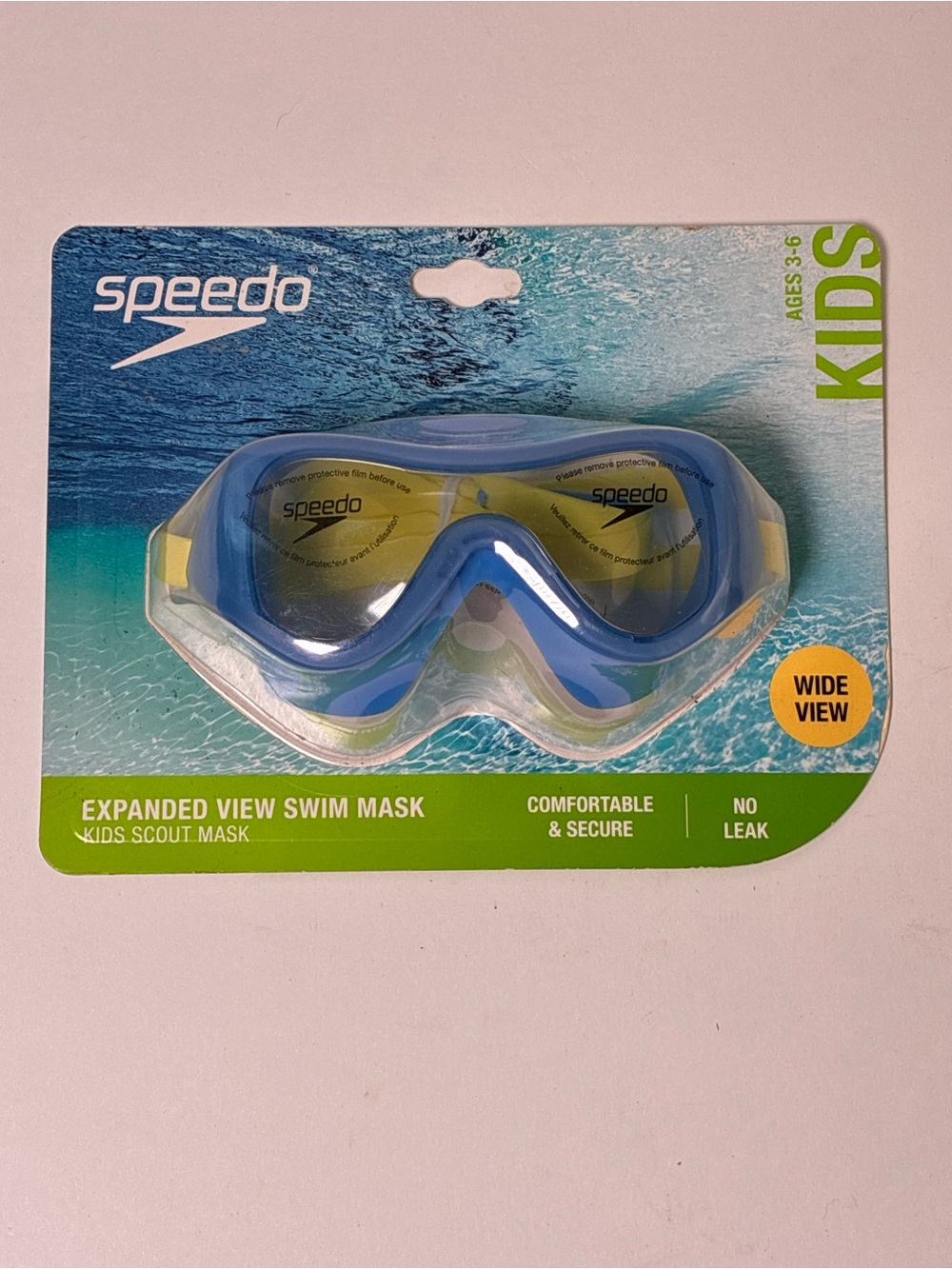Speedo Kids Scout Swim Mask Wide View Swim Goggles Blue Ages 3-6 No Leak New
